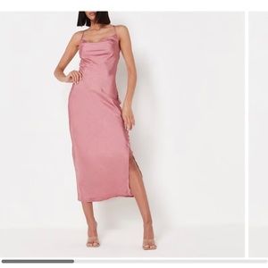 NEVER WORN MISSGUIDED Crossback Satin Midi Dress